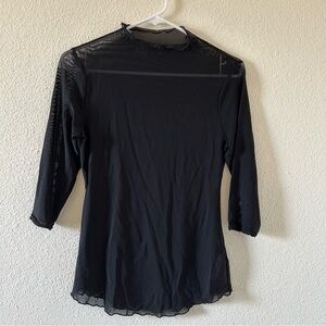 TDC Women’s Sheer Top Medium Black Mock Neck Dark Grunge Gothic Party Date Rave